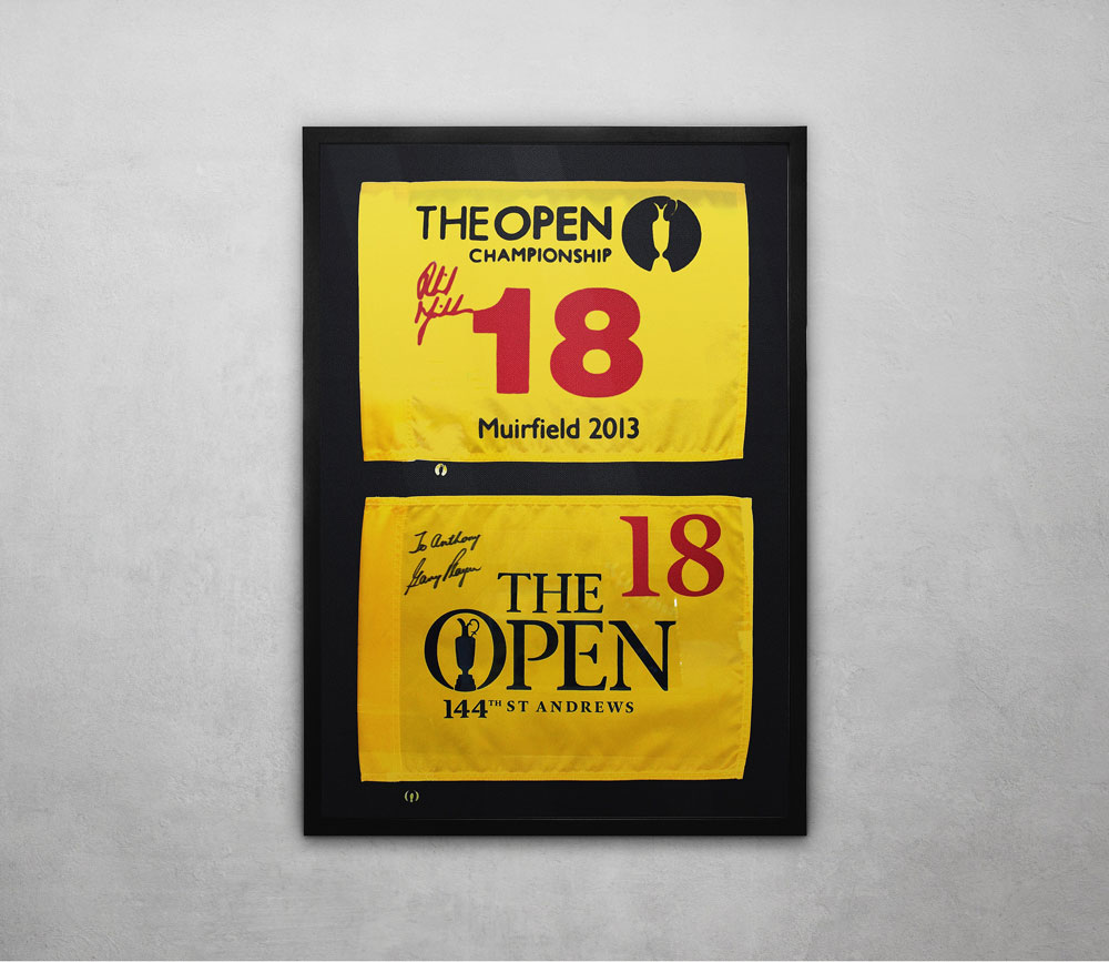 Open Golf Flags in Black Frame Merlin